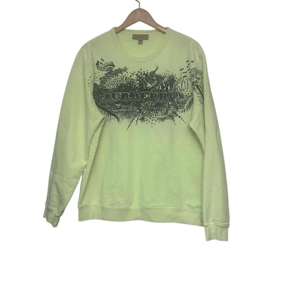 Burberry Sauer doodle print cotton sweatshirt in neon yellow Size: xl
